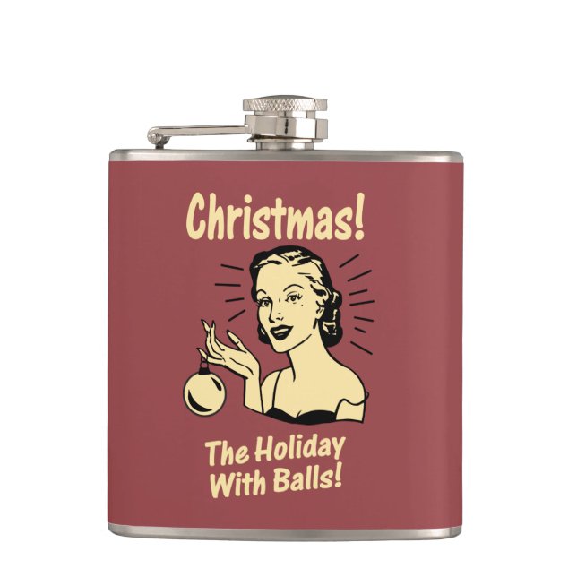 Christmas: The Holiday With Balls Hip Flask (Front)
