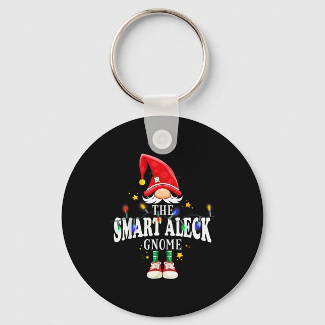 Christmas The Smart Aleck Gnome X-mas Matching Pjs Key Ring (Front)