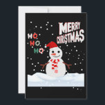 Christmas The Snowman Invitation<br><div class="desc">This invitation showcase the words "Merry Christmas Ho Ho Ho" in a unique print font with multi-coloured letters and Christmas The Snowman wear red and white with snow falling in the background in this X-mas theme and style. Printed on a classic, all around paper 17.5 pt thickness with an uncoated...</div>