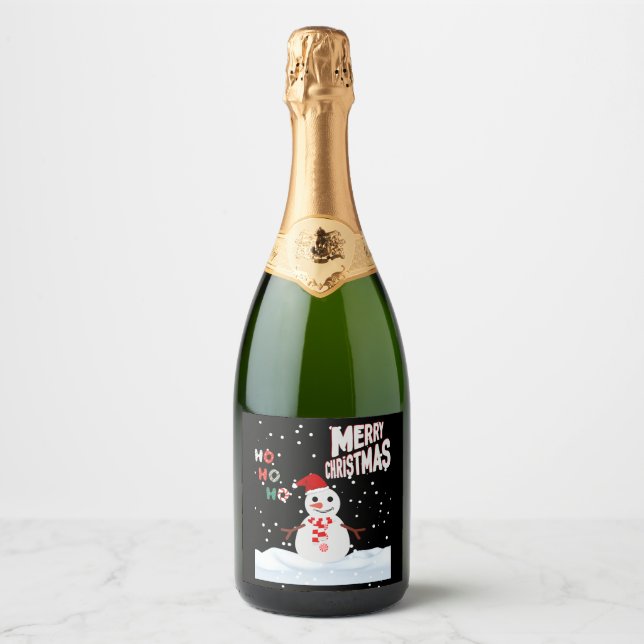 Christmas The Snowman Sparkling Wine Label (Front)