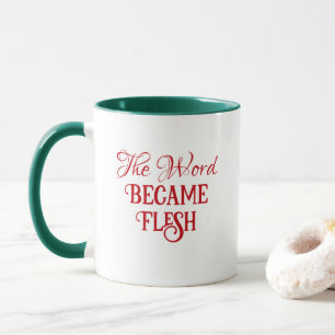 Christmas The Word Holy Bible Verse Green and Red Mug