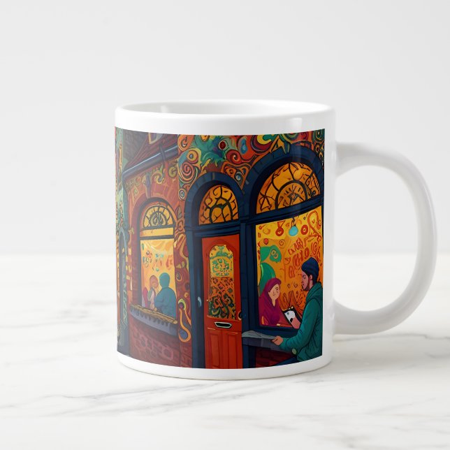 Christmas Theme Beautiful old Town in Belgium  Large Coffee Mug (Right)