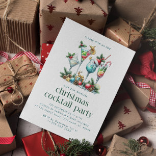 Christmas Theme Christmas Cocktail Party Thank You Card