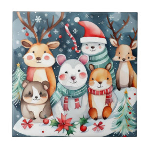 Christmas theme Christmas cute animals  Ceramic Tile