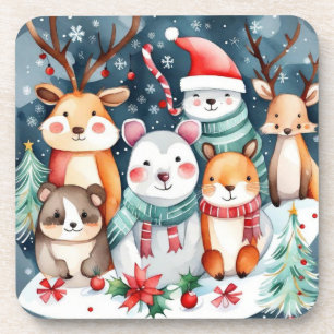 Christmas theme Christmas cute animals Coaster