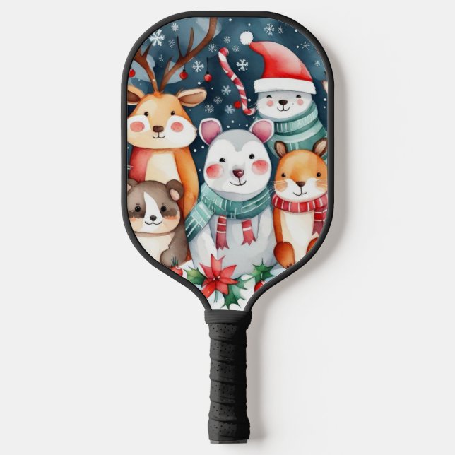 Christmas theme Christmas cute animals  Pickleball Paddle (Front)