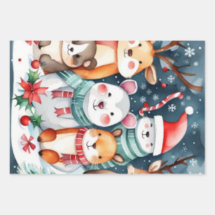 Christmas theme Christmas cute animals Wrapping Paper Sheet