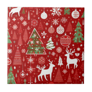 Christmas theme Christmas trees snowflake Ceramic Tile
