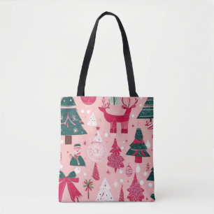 Christmas theme Christmas trees snowflake Tote Bag