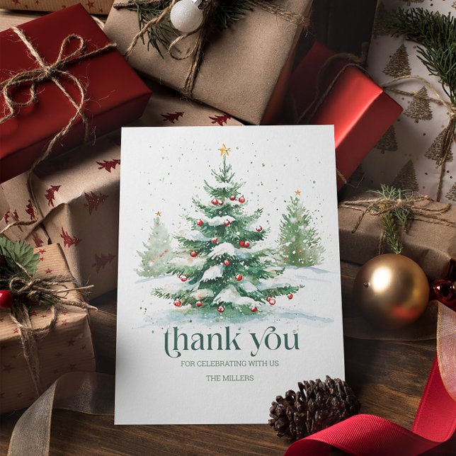 Christmas Theme Christmas Wishes Retro Typography Thank You Card (Creator Uploaded)
