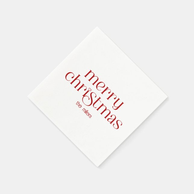 Christmas Theme Design Red Retro Typography Napkin (Corner)