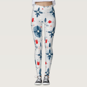 Christmas Theme Doddle Seamless Pattern Leggings