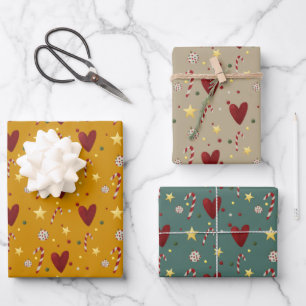 Christmas Theme Hand-Drawn Seamless Pattern Wrapping Paper Sheet