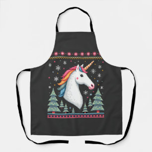 Christmas Theme Knitted Unicorn Unicorns T-Shirt ( Apron