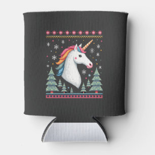 Christmas Theme Knitted Unicorn Unicorns T-Shirt ( Can Cooler
