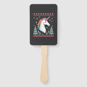 Christmas Theme Knitted Unicorn Unicorns T-Shirt ( Hand Fan