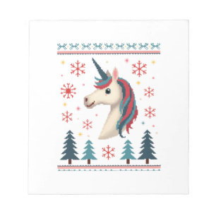 Christmas Theme Knitted Unicorn Unicorns T-Shirt ( Notepad
