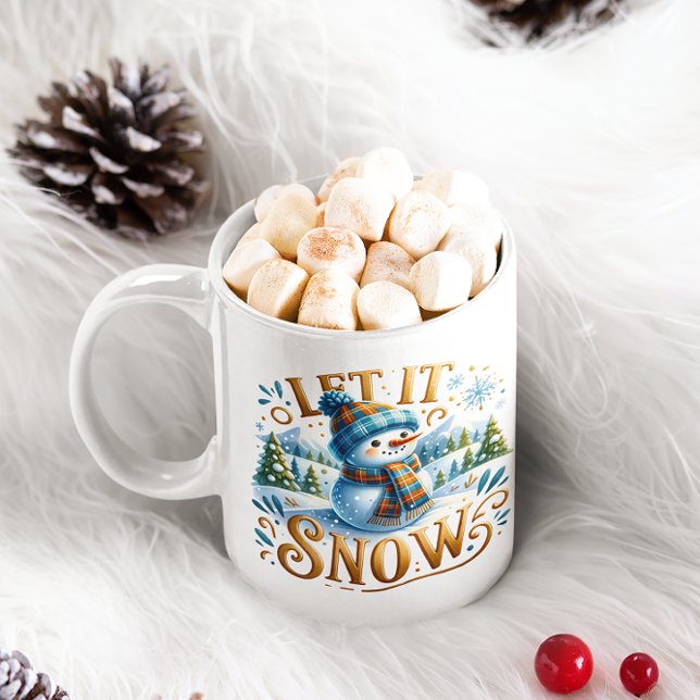 Christmas Theme Let It Snow Cute Snowman Coffee Mug (Creator Uploaded)