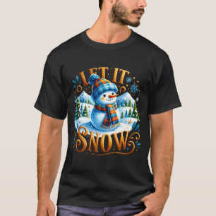 Christmas Theme Let It Snow Cute Snowman T Shirt