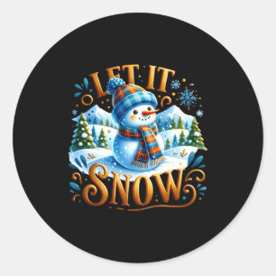 Christmas Theme Let It Snow Cute Snowman T Shirt  Classic Round Sticker