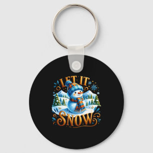 Christmas Theme Let It Snow Cute Snowman T Shirt Key Ring