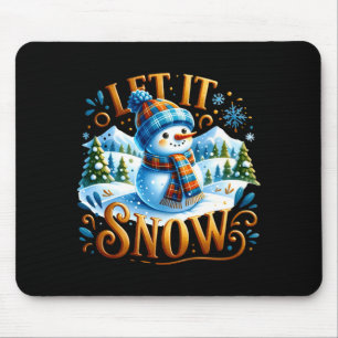 Christmas Theme Let It Snow Cute Snowman T Shirt  Mouse Pad