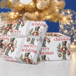 Christmas Theme Nutcracker Pattern Wrapping Paper<br><div class="desc">This festive Christmas-themed design features a beautiful Nutcracker and a Merry Christmas red retro typography on a white background all in a seamless pattern.</div>