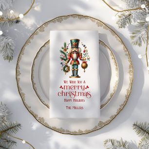 Christmas Theme Nutcracker Retro Typography Napkin