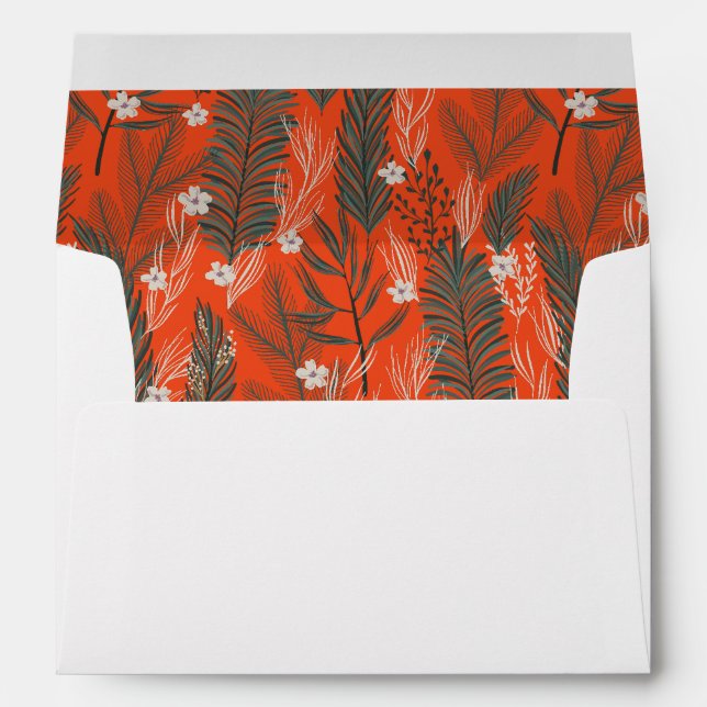 Christmas theme pattern greenery white flowers envelope (Back (Bottom))