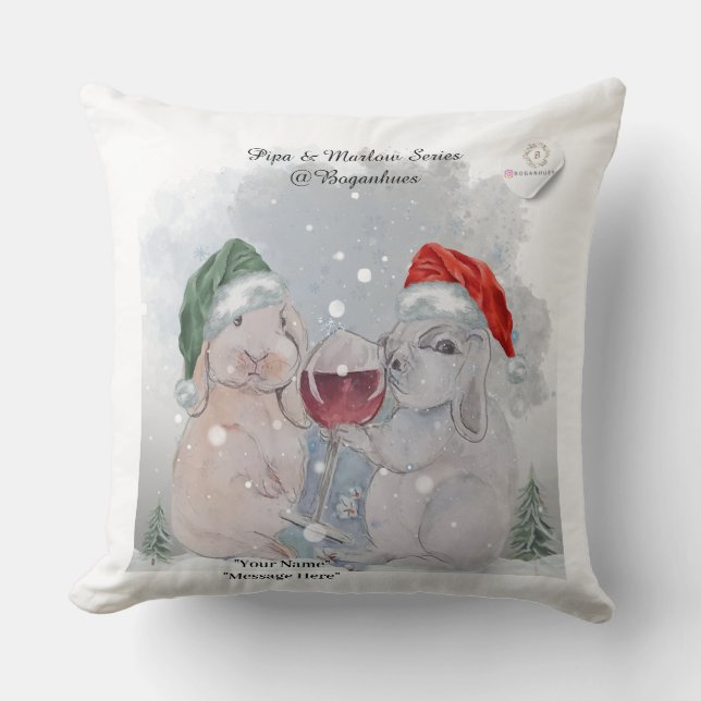 Christmas Theme Pipa & Marlow print Cushion (Front)