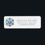 Christmas Theme Snowflake Ice Cristals Return Address Label<br><div class="desc">White and blue Christmas theme snowflakes with ice crystals,  a personalizable return label design is must have item for this holiday season.</div>