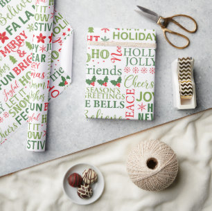 Christmas theme typography pattern wrapping paper