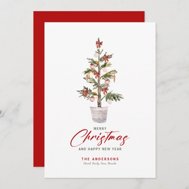 Christmas theme Watercolors Holiday Tree Card (Front/Back)
