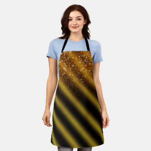 Christmas Theme Wavy Gold & Black, Green, Red Apron