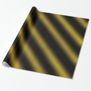 Christmas Theme Wavy Pattern Gold & Black Wrapping Paper