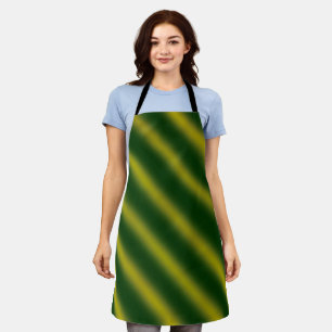 Christmas Theme Wavy Pattern Gold & Green Apron