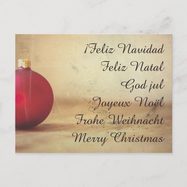 Christmas theme with Christmas ball Holiday Postcard (Front)