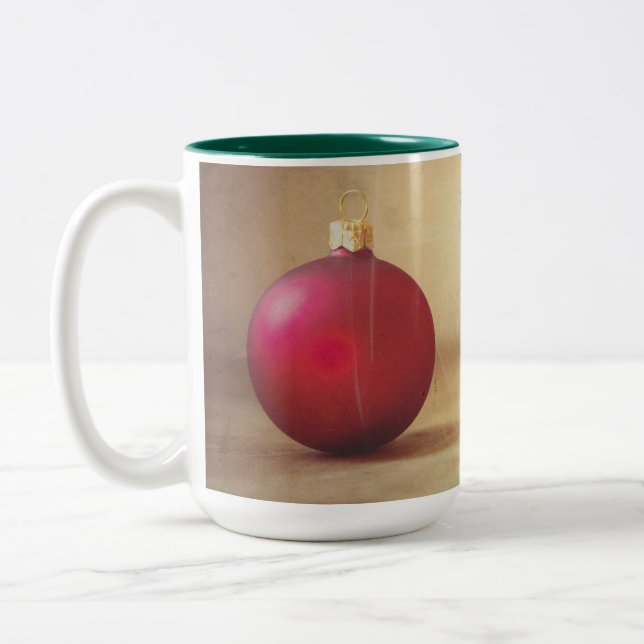 Christmas theme with Christmas ball Two-Tone Coffee Mug (Left)