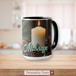 Christmas Themed Candle and Pinecone Mug
