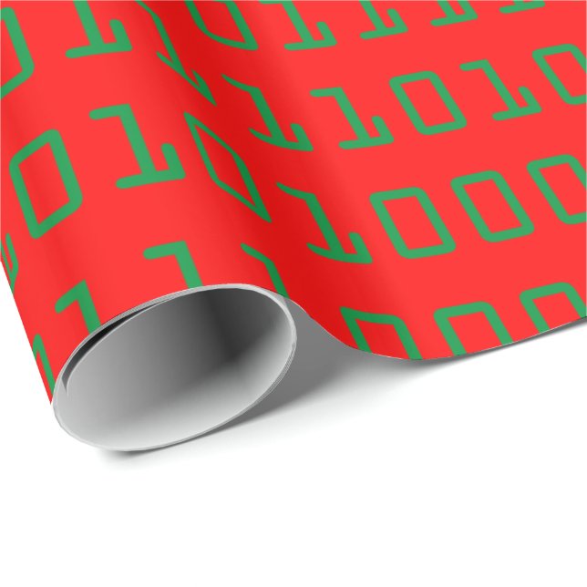 Christmas-themed Computer Binary Code Wrapping Paper (Roll Corner)