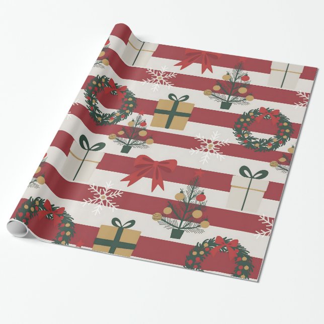 Christmas themed digital graphic pattern - AD001 Wrapping Paper (Unrolled)