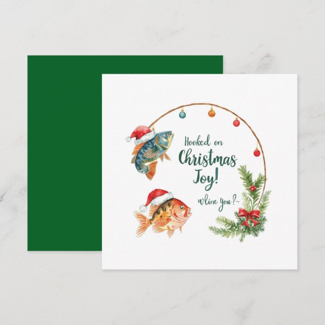 Christmas themed for Fishing Lovers Holiday Card (Front/Back)