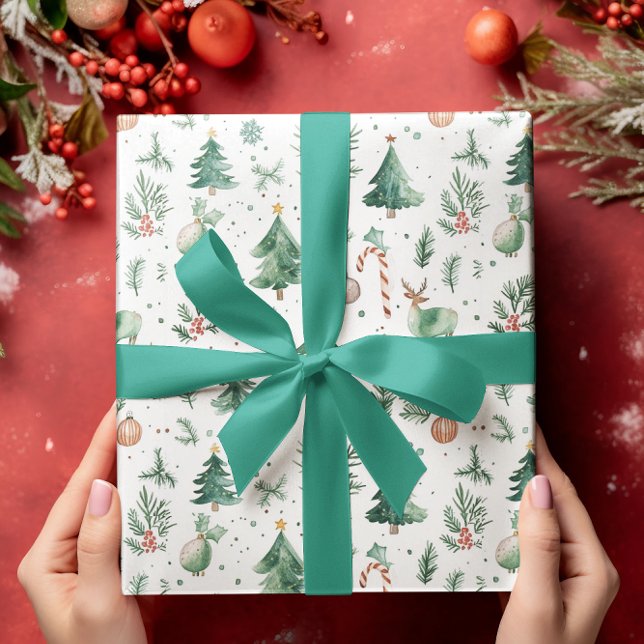 Christmas themed holiday symbols pattern wrapping paper (Creator Uploaded)