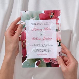 Christmas Themed Red Floral Wedding Invitation