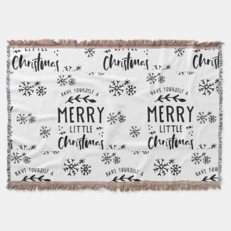 Christmas Themed Throw Blanket - Black & White