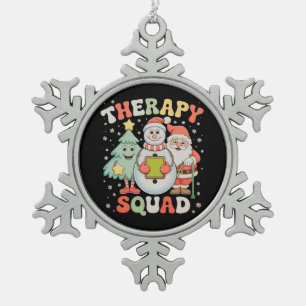 Christmas Therapy Squad SLP OT PT Crew Santa Xmas Snowflake Pewter Christmas Ornament