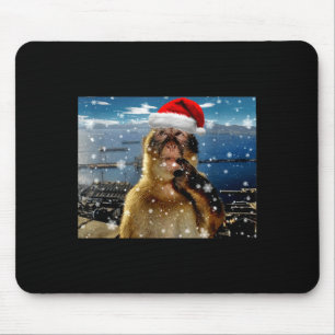Christmas Thinking Monkey Meme Brainrot Xmas Gift Mouse Pad