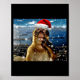 Christmas Thinking Monkey Meme Brainrot Xmas Gift  Poster