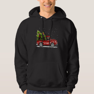 Christmas Three Doberman Dogs Ride Red Truck Costu Hoodie