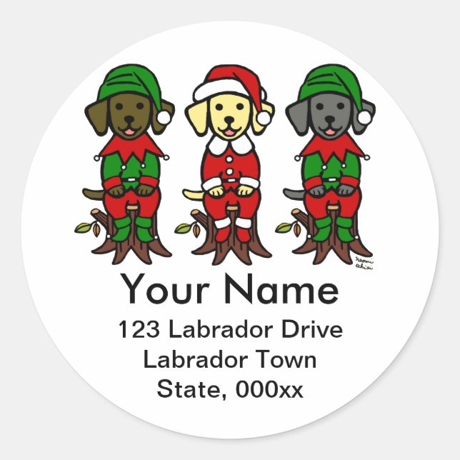 Christmas Three Lab Puppies Classic Round Sticker (Front)